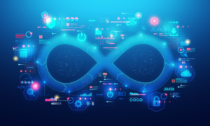 Equipe de desenvolvimento e operações colaborando para a excelência com DevOps.